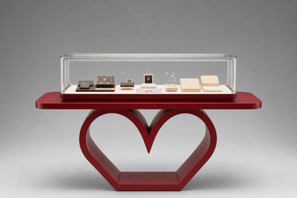 Custom Heart-Shaped Jewelry Display Showcase