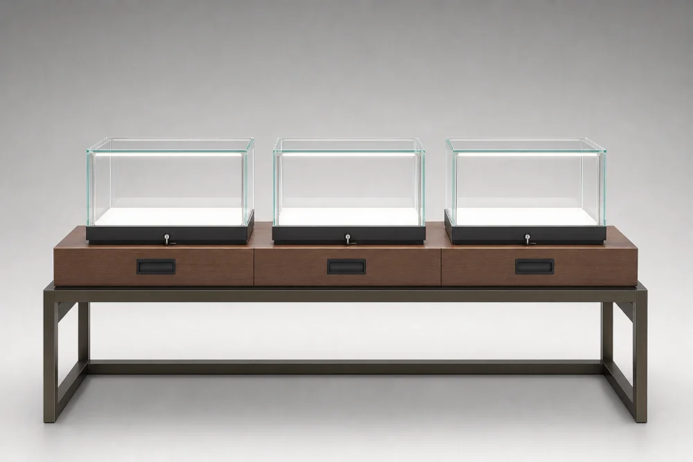 Custom Jewelry Display Table with Glass Showcase
