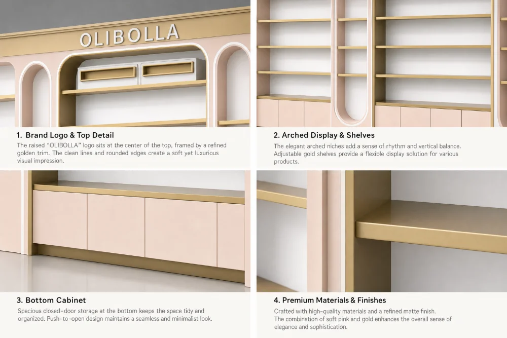 Luxury Cosmetic Display Cabinet Project for a High-End Beauty Store